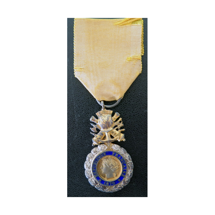 FRANCE : Médaille militaire 1870 3° république en argent émaux parfaits ruban délavé