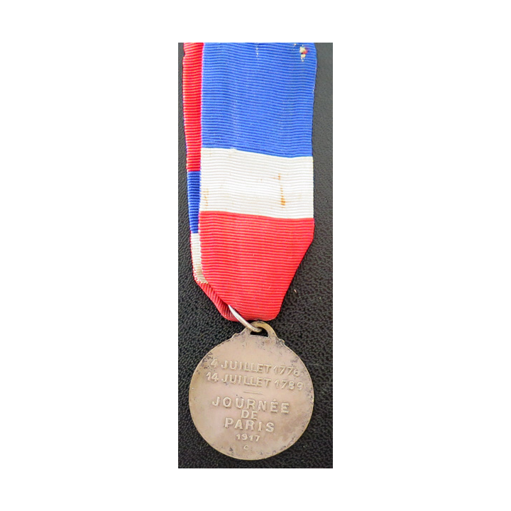 FRANCE : médaille de Journée de Paris 1917 Lafgayette Washington