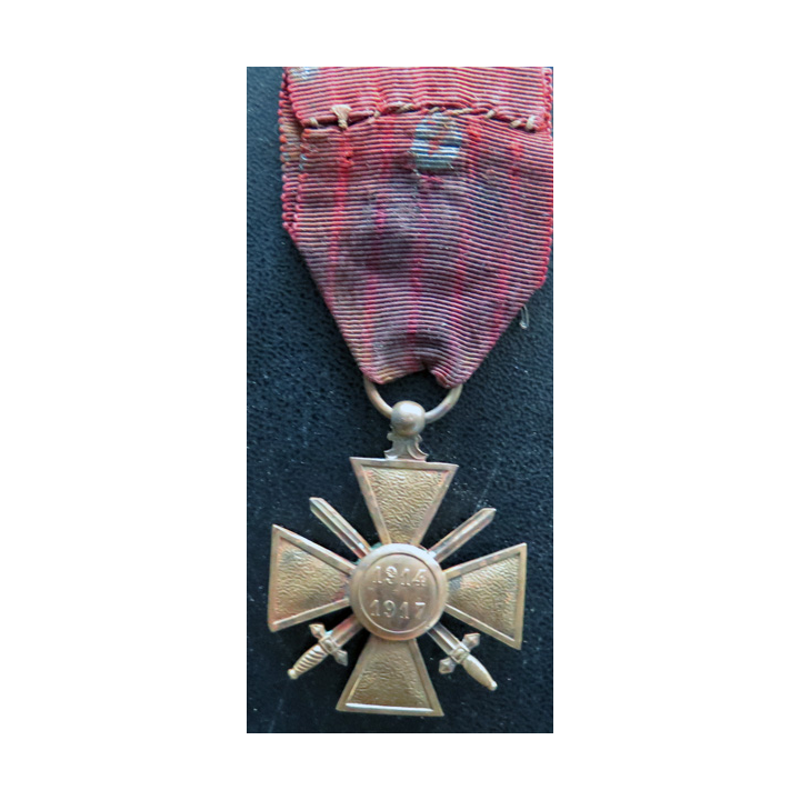Croix de guerre 1914-1917 avec deux citationx (palme étoile de bronze)