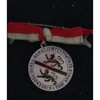 SUISSE : MÉDAILLE SCHÜTZENFEST WINTERTHUR 1895 ÉMAIL