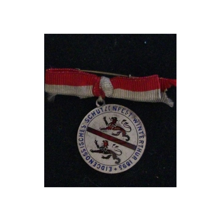 SUISSE : MÉDAILLE SCHÜTZENFEST WINTERTHUR 1895 ÉMAIL