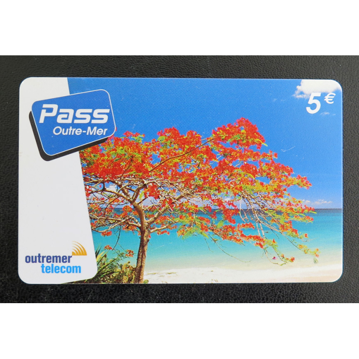 Carte téléphonique Télécarte Pass Outre-Mer 5 €