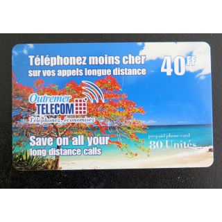 Carte téléphonique Télécarte Outre-Mer Telecom 40 FF