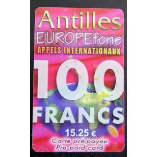 Carte téléphonique Télécarte Antilles Europefone 100 Francs