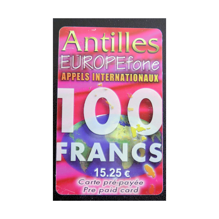 Carte téléphonique Télécarte Antilles Europefone 100 Francs