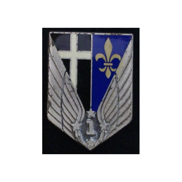 1° RHC : insigne du 1° régiment d'hélicoptères de combat de fabrication Drago G. 2265 inscription arrière périphérique dos lisse