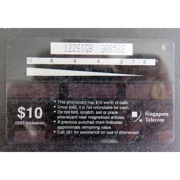 Carte téléphonique Télécarte Singapore Telecom Phone card 10 $ GST INC