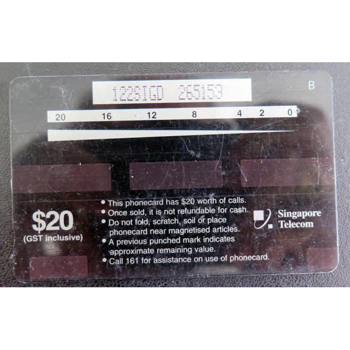 Carte téléphonique Télécarte Singapore Telecom Phone card 20 $ GST INC