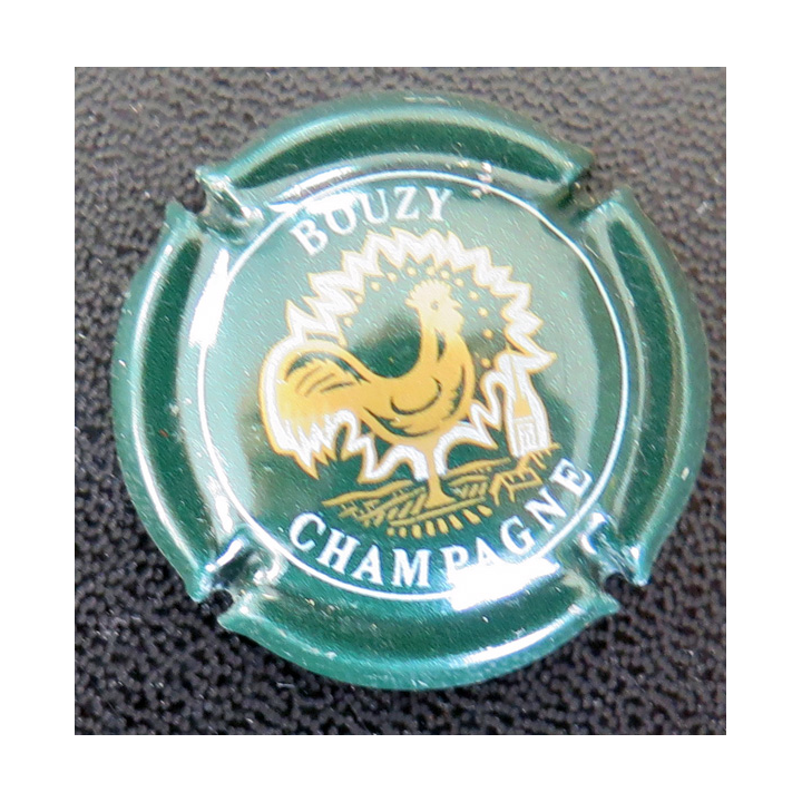Capsule Muselet de bouteille de champagne BOUZY n° 11 Vert foncé et blanc