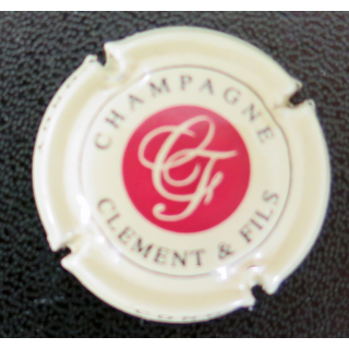 Capsule Muselet de bouteille de champagne CLEMENT & Fils n° 3 Gris crème et Bordeaux