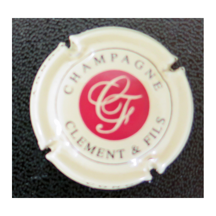 Capsule Muselet de bouteille de champagne CLEMENT & Fils n° 3 Gris crème et Bordeaux