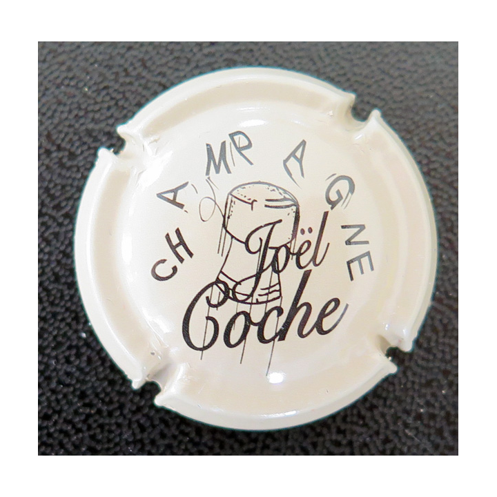 Capsule Muselet de bouteille de champagne COCHE Joël n° 6 Gris crème et noir