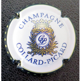 Capsule Muselet de bouteille de champagne COLLARD-PICARD n° 8 contour noir, fond blanc cassé