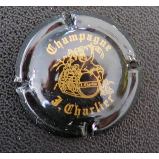 Capsule Muselet de bouteille de champagne CHARLIER J. n° 7 Noir et Or boucle au "J"