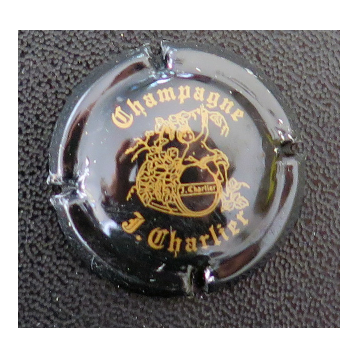 Capsule Muselet de bouteille de champagne CHARLIER J. n° 7 Noir et Or boucle au "J"