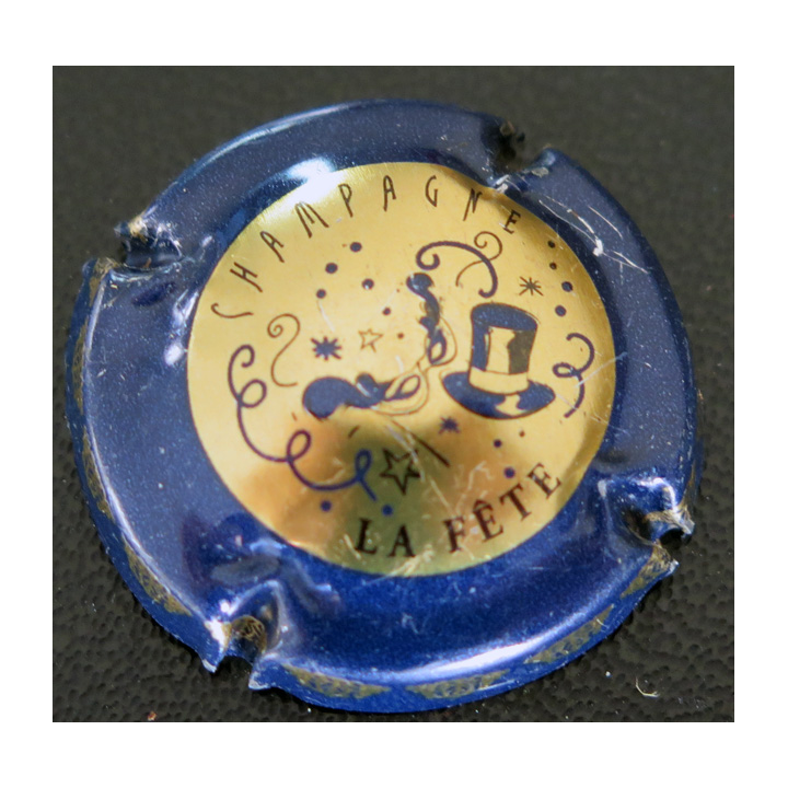 Capsule Muselet de bouteille de champagne GENERIQUE n° 680 Bleu et Or La Fête
