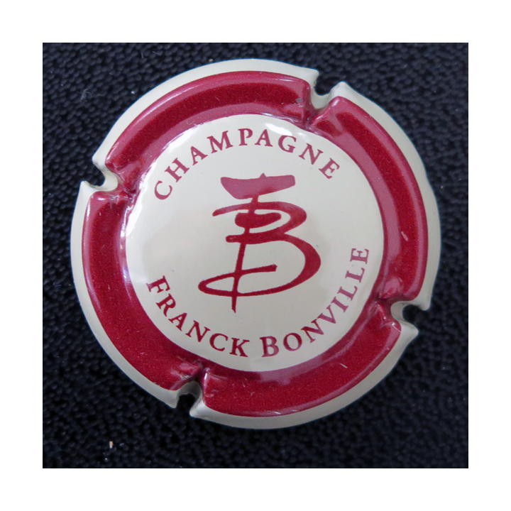 Capsule Muselet de bouteille de champagne BONVILLE Franck n° 13b gris crème contour Bordeaux