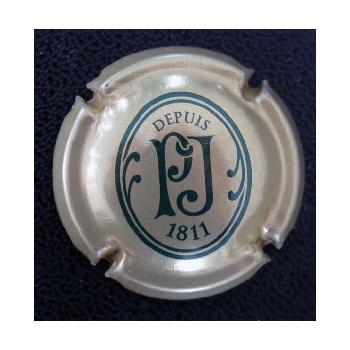 Capsule Muselet de bouteille de champagne PERRIER-JOUET n° 74 Or et vert Grand brut au verso