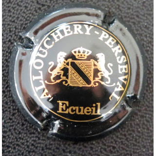 Capsule Muselet de bouteille de champagne ALLOUCHERY-PERSEVAL n° 2 Noir et Or brillant