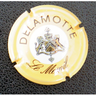 Capsule Muselet de bouteille de champagne DELAMOTTE Père et Fils n° 18a Orange et crème pâle