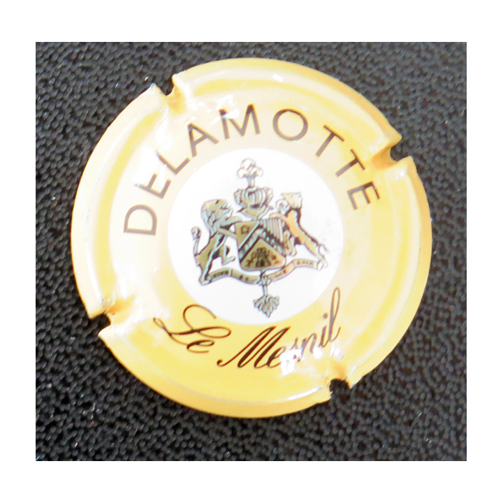 Capsule Muselet de bouteille de champagne DELAMOTTE Père et Fils n° 18a Orange et crème pâle