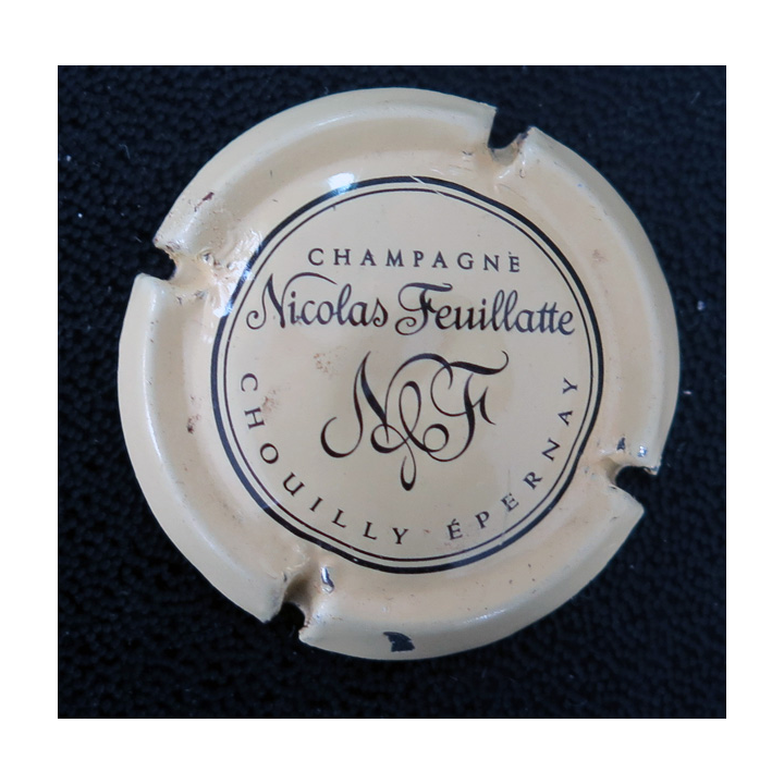 Capsule Muselet de bouteille de champagne FEUILLATTE Nicolas n° 31a jaune-crème et noir