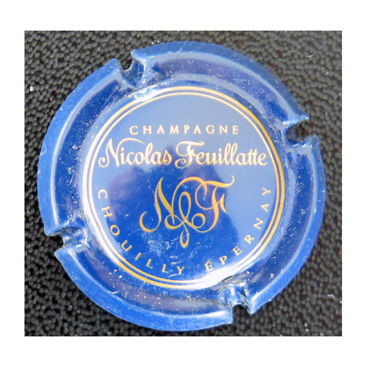 Capsule Muselet de bouteille de champagne FEUILLATTE Nicolas n° 43a bleu métallisé et or