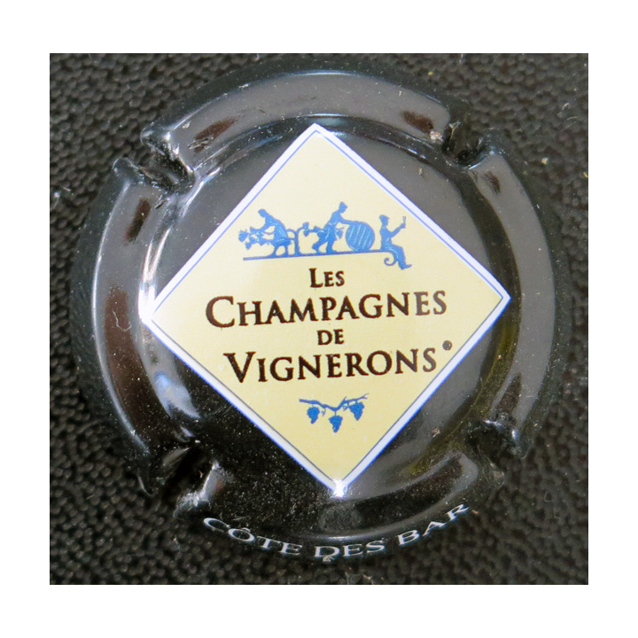 Muselet de bouteille LES CHAMPAGNES DE VIGNERONS n° 665c noir entrefilet blanc