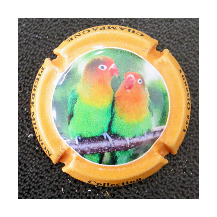 Capsule Muselet de bouteille de champagne MIGNON Pierre n° 264f les oiseaux contour orange