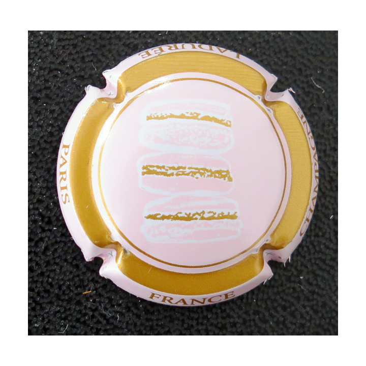 Capsule Muselet de bouteille de champagne MIGNON Pierre n° S56d Ladurée Rose foncé et or bronze