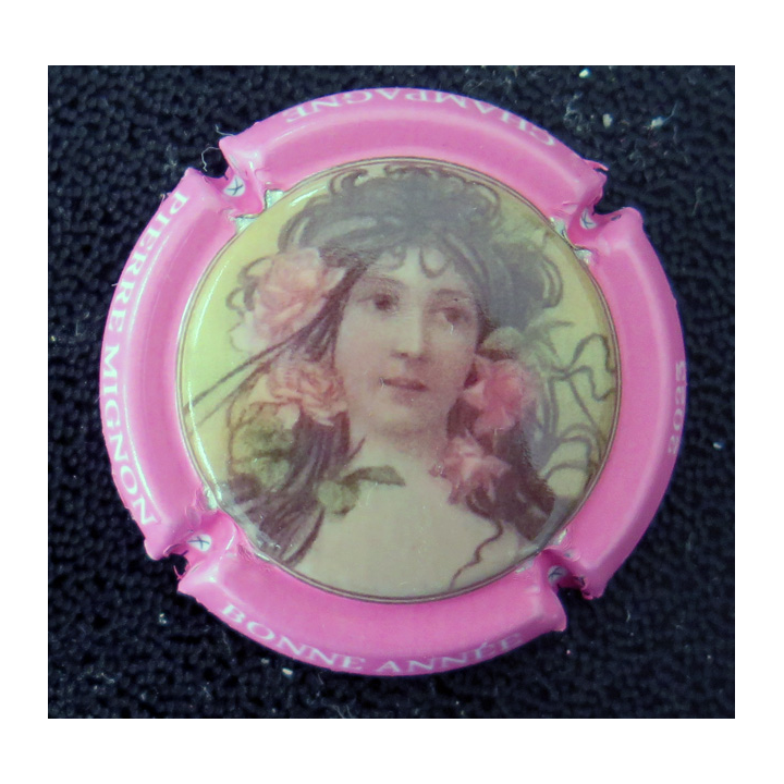 Capsule Muselet de bouteille de champagne MIGNON Pierre n° 247a Bonne année 2023 contour rose