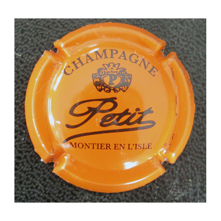 Capsule Muselet de bouteille de champagne PETIT Fabrice n° 2e orange et noir