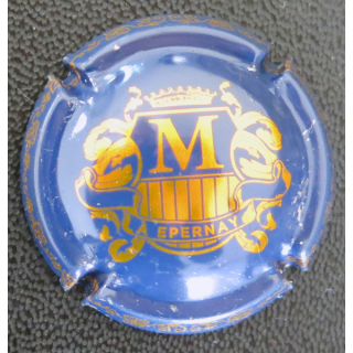 Capsule Muselet de bouteille de champagne MIGNON Charles n° 18a Bleu foncé et or-cuivré