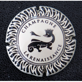 Capsule Muselet de bouteille de champagne LA RENAISSANCE (coopérative) n° 4 crème et noir