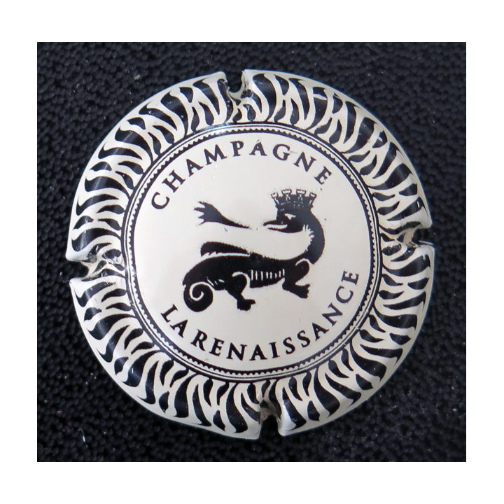 Capsule Muselet de bouteille de champagne LA RENAISSANCE (coopérative) n° 4 crème et noir