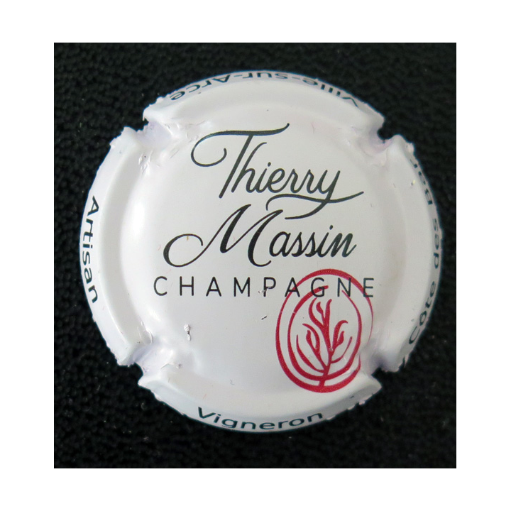 Capsule Muselet de bouteille de champagne MASSIN Thierry n° 12 Blanc mat et rouge