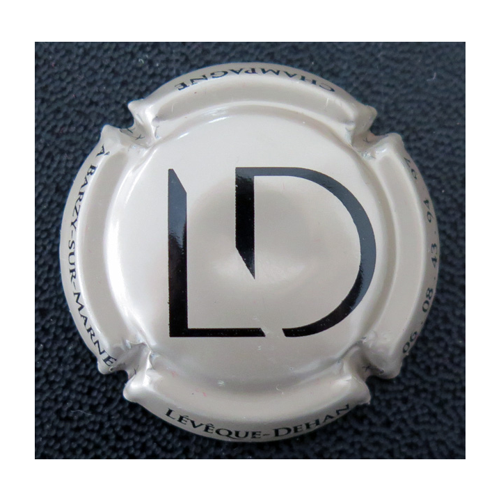 Capsule Muselet de bouteille de champagne LEVÊQUE-DEHAN n° 7 Beige et noir