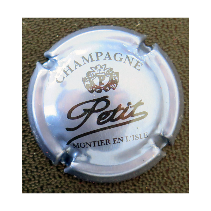 Capsule Muselet de bouteille de champagne PETIT Fabrice n° 2h Bleu métallisé et noir