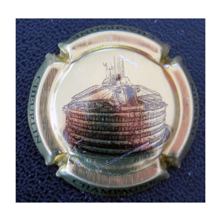 Capsule Muselet de bouteille de champagne CHEURLIN-DANGIN n° 26t Pressoir Or et noir