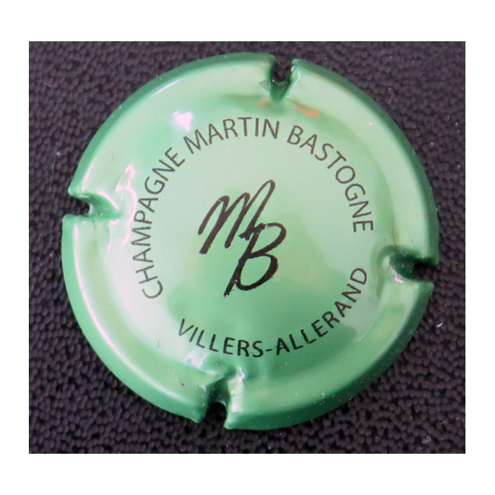 Capsule Muselet de bouteille de champagne MARTIN-BASTOGNE n° 4 vert métallisé et noir