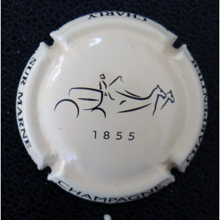 Capsule Muselet de bouteille de champagne CHARPENTIER (Charly) n°  7 crème et noir Grande écriture sur contour