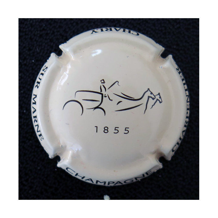 Capsule Muselet de bouteille de champagne CHARPENTIER (Charly) n°  7 crème et noir Grande écriture sur contour