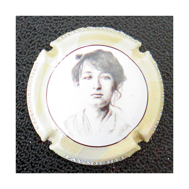 Capsule Muselet de bouteille de champagne FAŸ Michel n° 61a Camille Claudel contour crème