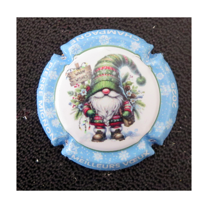 Capsule Muselet de bouteille de champagne MIGNON Pierre n° 308 Meilleurs voeux 2025 contour bleu clair