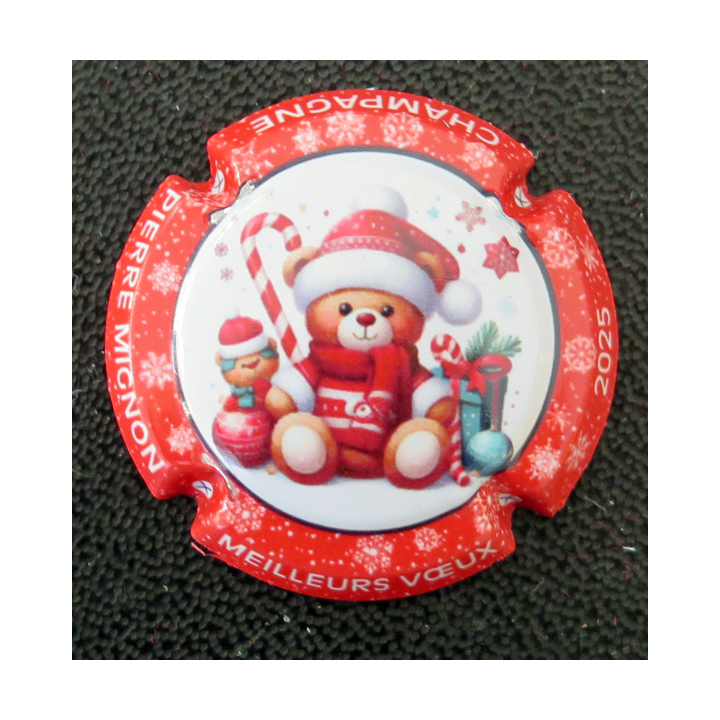 Capsule Muselet de bouteille de champagne MIGNON Pierre n° 308c Meilleurs voeux 2025 contour rouge