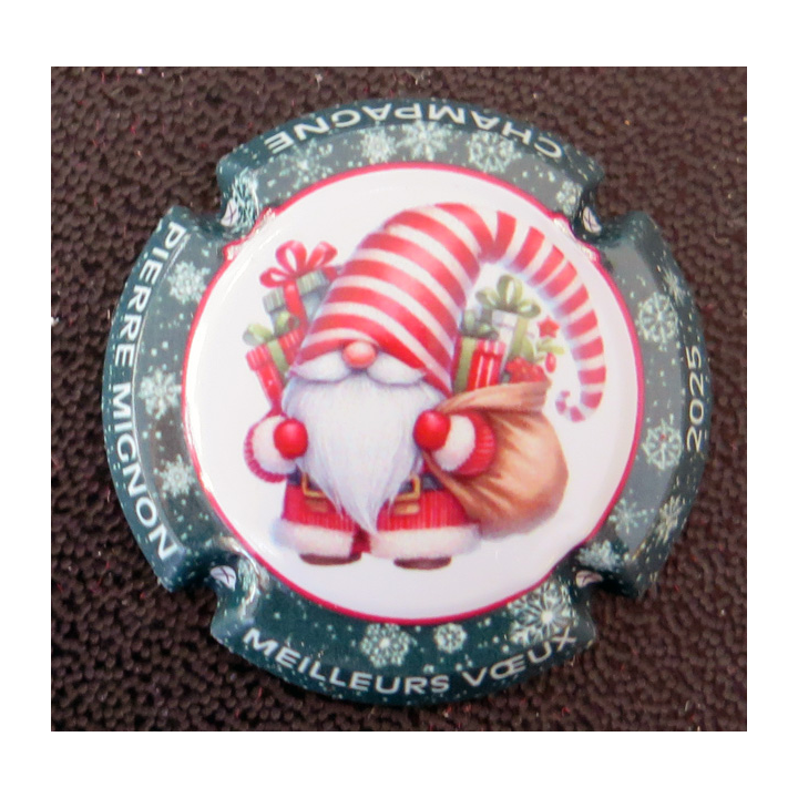 Capsule Muselet de bouteille de champagne MIGNON Pierre n° 308d Meilleurs voeux 2025 contour vert foncé