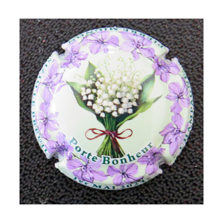 Capsule Muselet de bouteille de champagne MIGNON Pierre n° 292a, 1° mai 2024 fond vert pâle