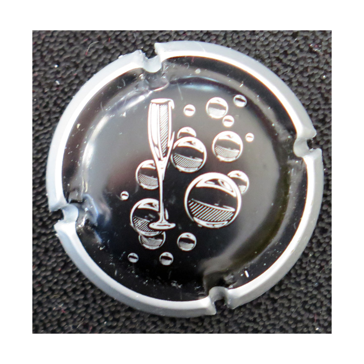 Capsule Muselet de bouteille de champagne GENERIQUE n° 1056c bulles noir mat et argent