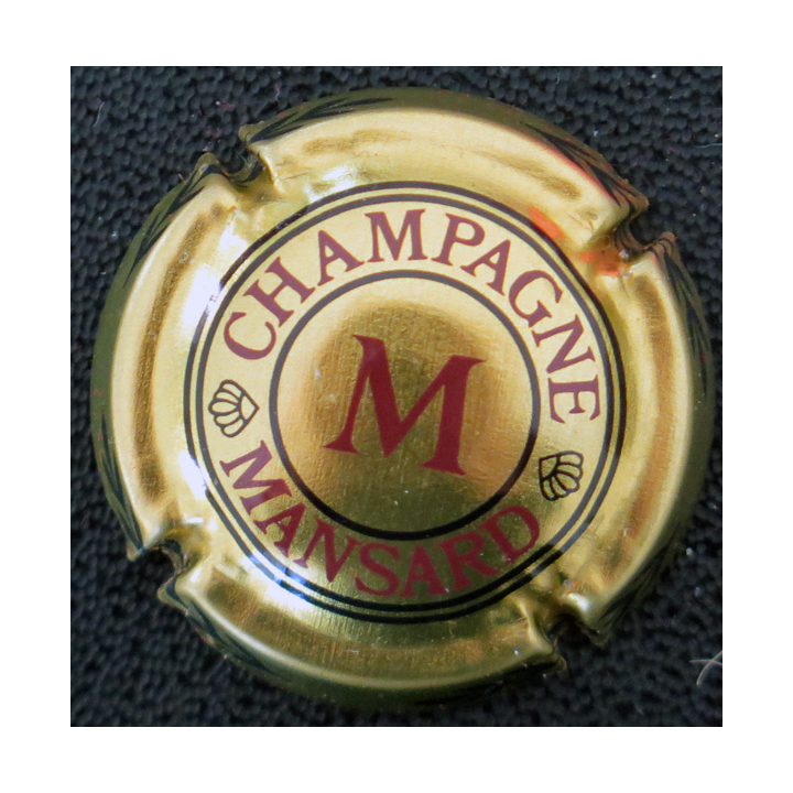 Capsule Muselet de bouteille de champagne MANSARD n° 1c Or et Bordeaux