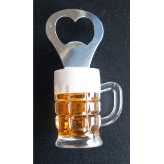 MAGNET DE FRIGO : verre à bière avec décapsuleur